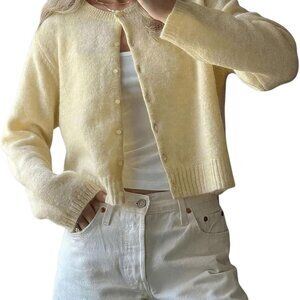Women's Button Down Cardigan Sweaters Long Sleeve Lightweight Casual Fall Knitte